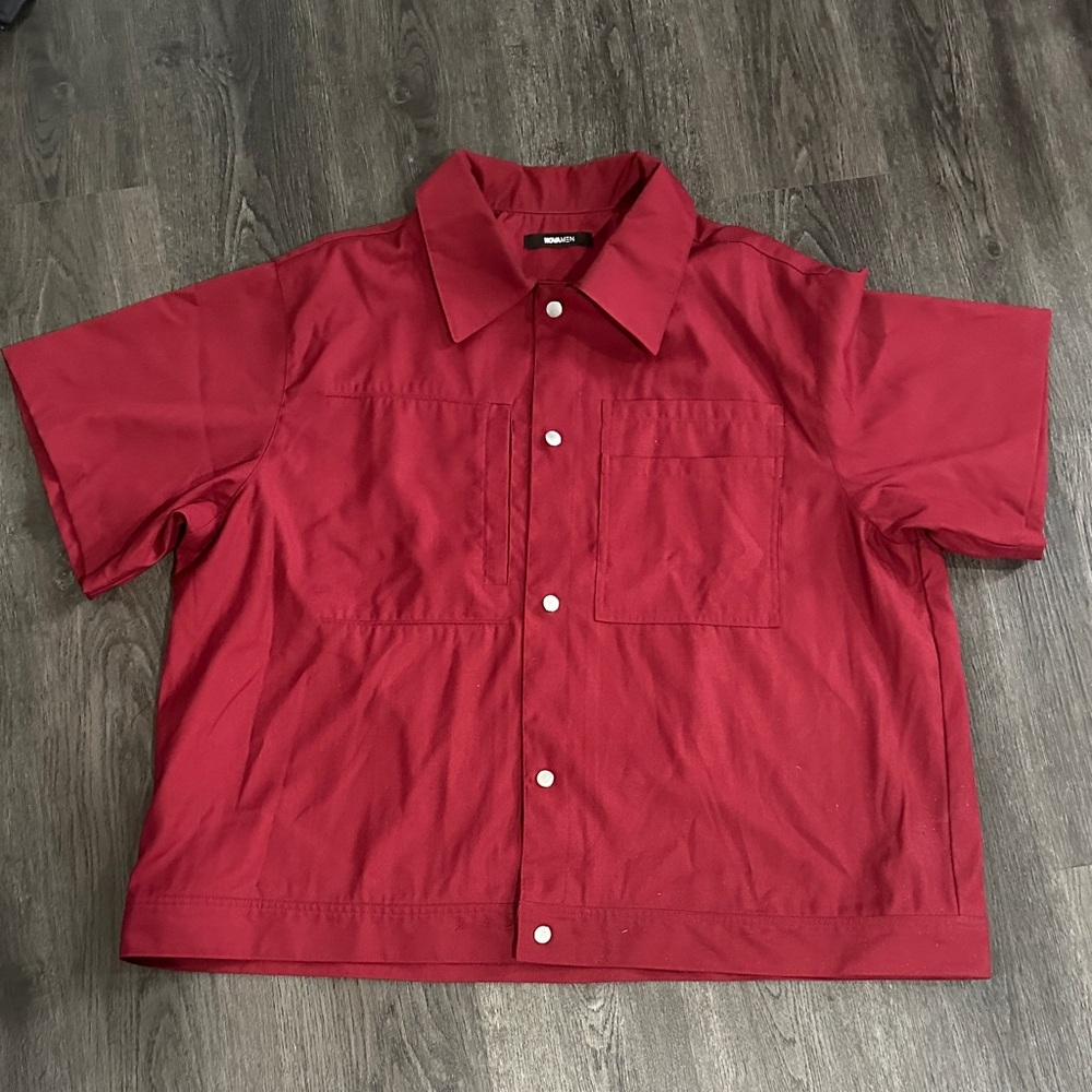 Fashion Nova Men's Bold Red Shirt Jacket